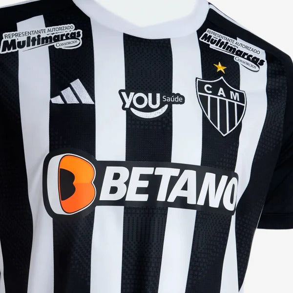 Camisa Atlético Mineiro Home 24/25 - Preta e Branca - C/ Patrocínio | Torcedor