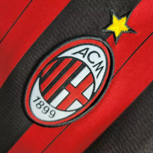 Camisa Milan Home 13/14 Retrô Manga Longa - Vermelha e Preta | Torcedor