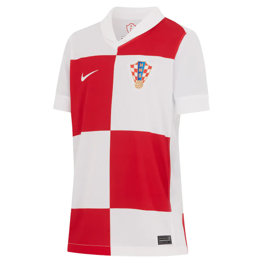 Conjunto Infantil Croácia I 2024 - Branco e Vermelho | Jogador